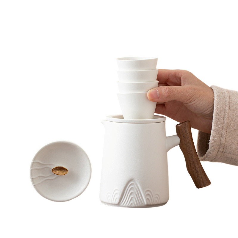 卫未来 茶具快客杯泡茶壶 白 套高清大图