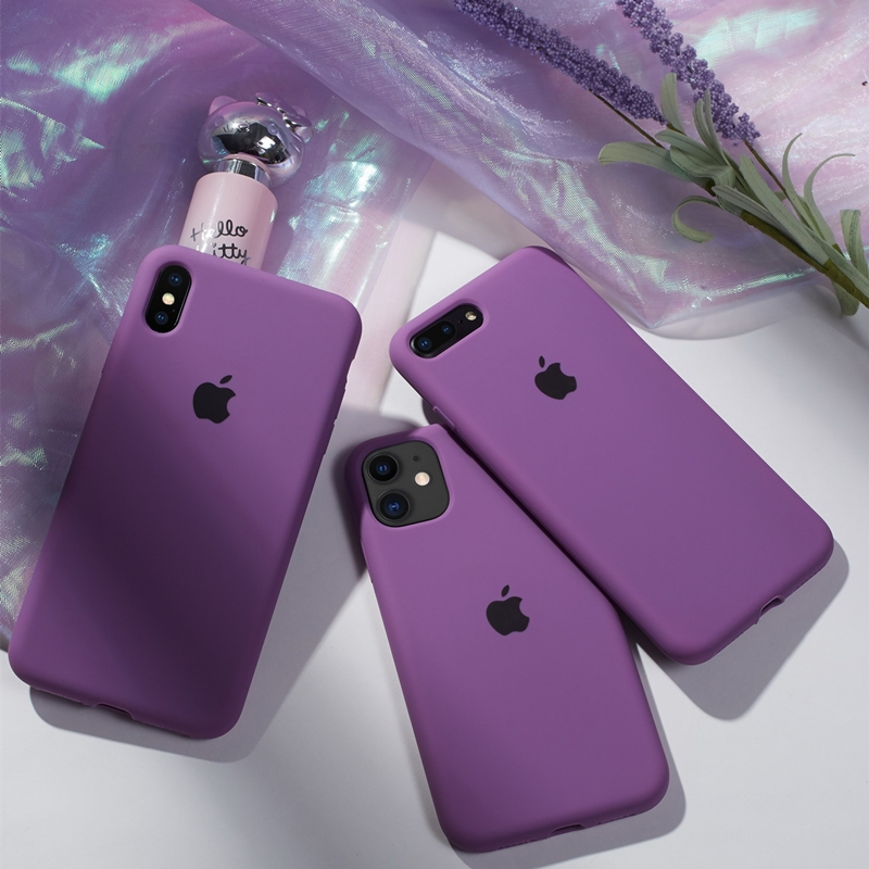 ins网红葡萄紫色iphone11手机壳苹果xxsmax全包保护套8plus纯色xr冷淡