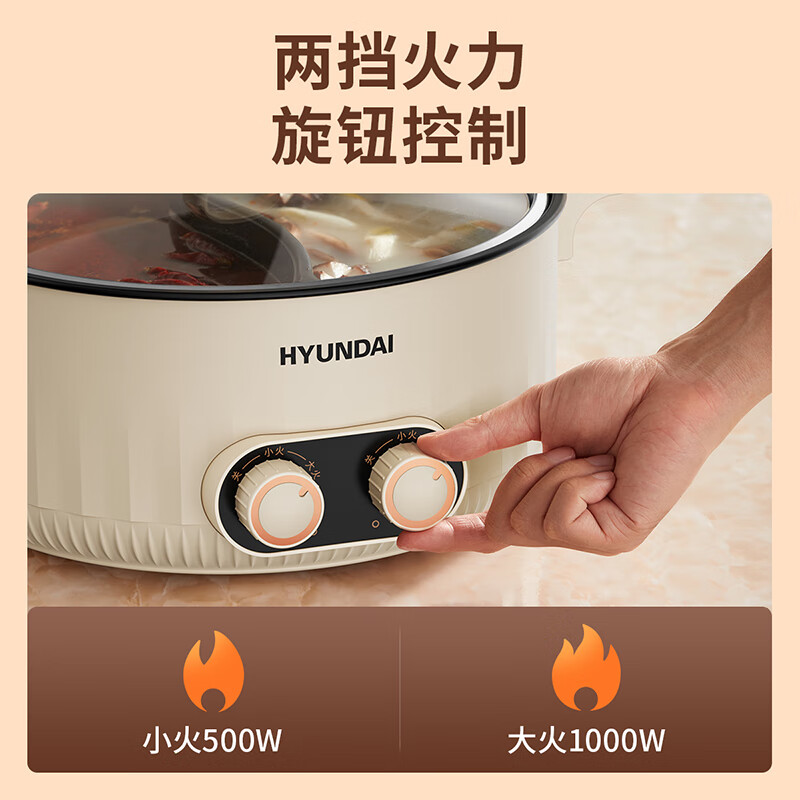 HYUNDAI现代 电火锅(鸳鸯)QC-HG1325A高清大图