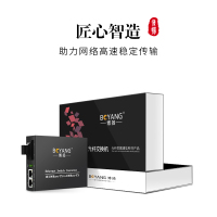 博扬(BOYANG)BY-DF102S 百兆一光二电单模双纤光纤收发器交换机 光电转换器 防雷SC接口 25公里外置电源