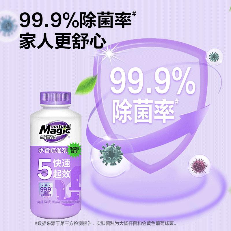 妙管家管道疏通剂540g瓶装厨房下水道强力溶解剂通厕所防堵塞高清大图