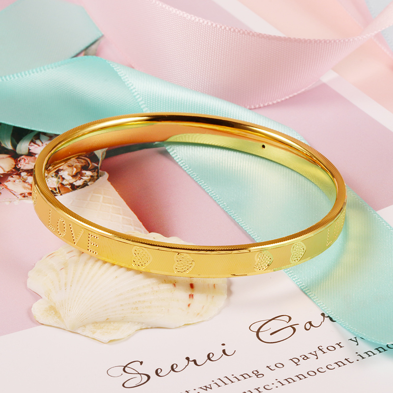 黄金码头5G足金LOVE爱手镯女黄金999镯子母亲节情人节送爱人礼物