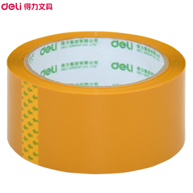 得力(deli)30238米黄色封箱胶带 6卷/筒 48mm*60y 大卷胶带胶条 快递打包胶带宽胶布
