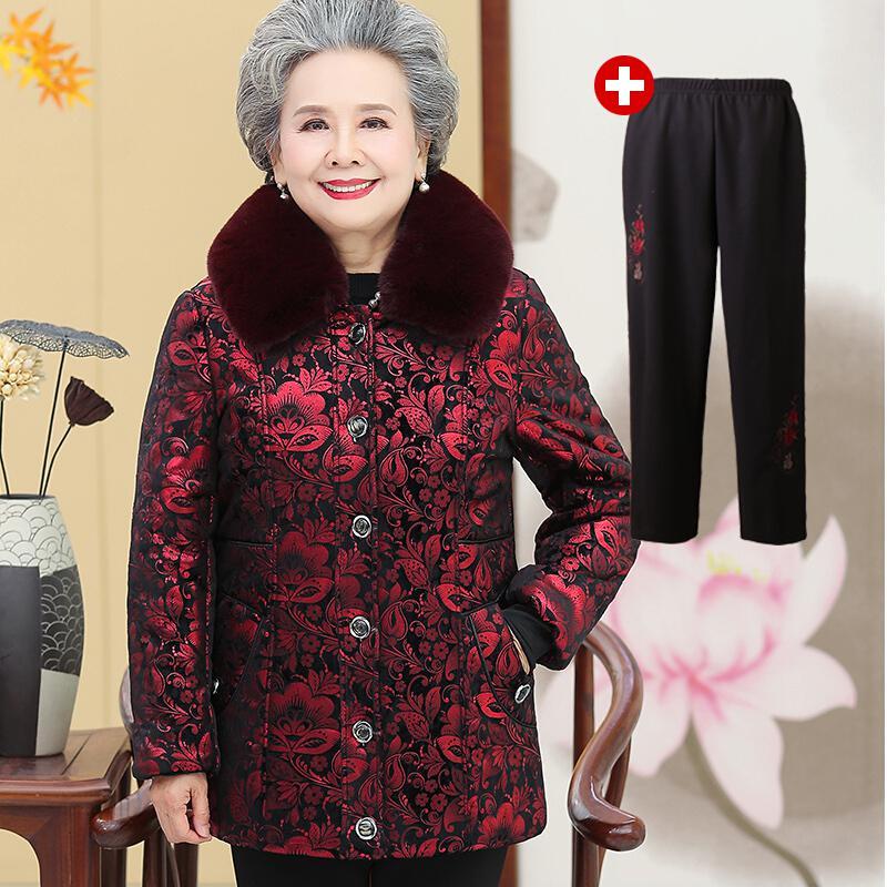 穿的衣服奶奶装棉衣秋冬装加厚外套70岁80中老年人衣服女妈妈棉袄棉服