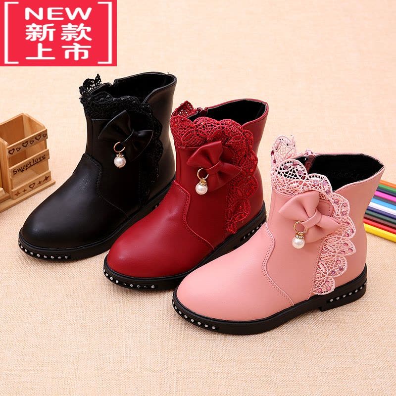 可莉允女童靴子冬2022新款韩版靴儿童短靴加绒公主雪地靴小女孩棉鞋图片