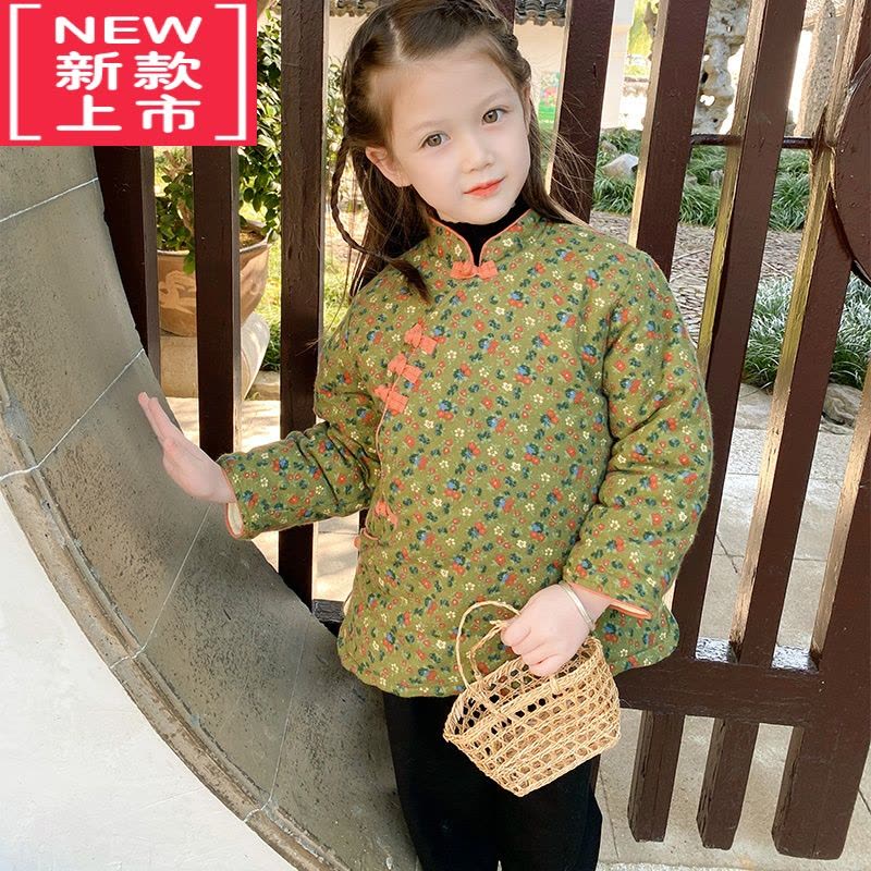 可莉允儿童手工棉花棉袄女童冬季加厚保暖防寒中国风唐装改良宝宝拜年服棉服图片