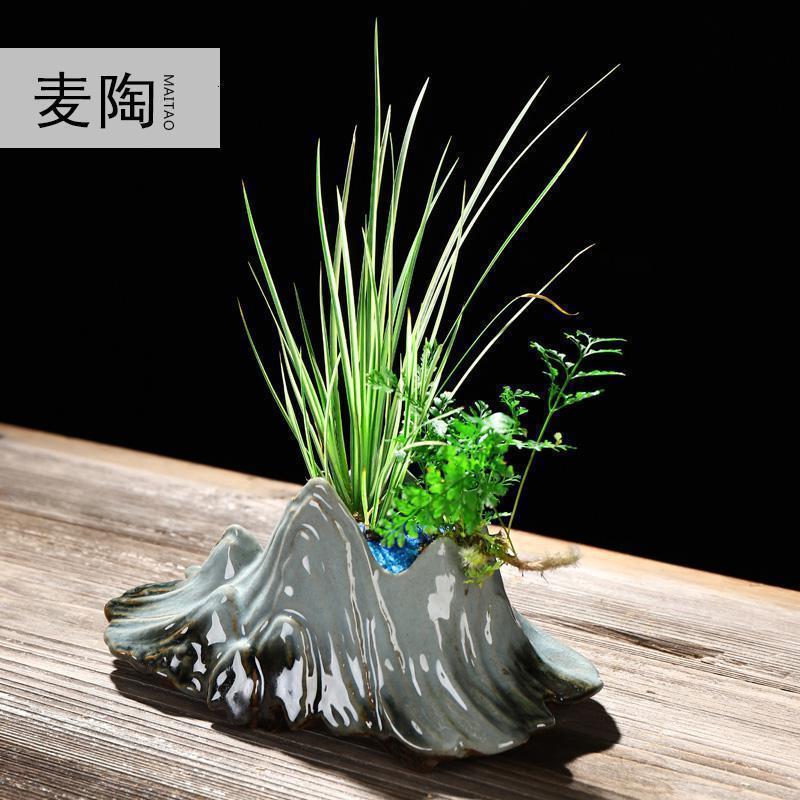 禅创意陶瓷花盆简约个性菖蒲袖珍椰子植用室内组合盆栽装饰品_926
