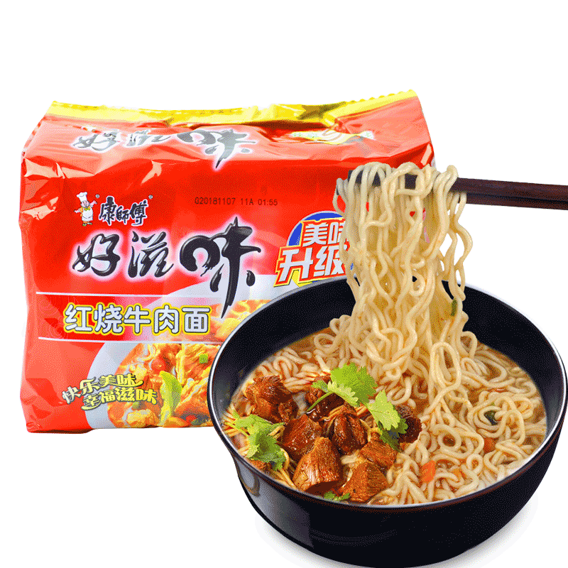 康师傅 好滋味袋面红烧牛肉面 5包/组 面饼82.5克+配料