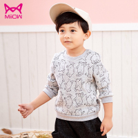 猫人宝宝卫衣男保暖春秋1-3岁肩扣圆领上衣洋气儿童韩版女秋装潮