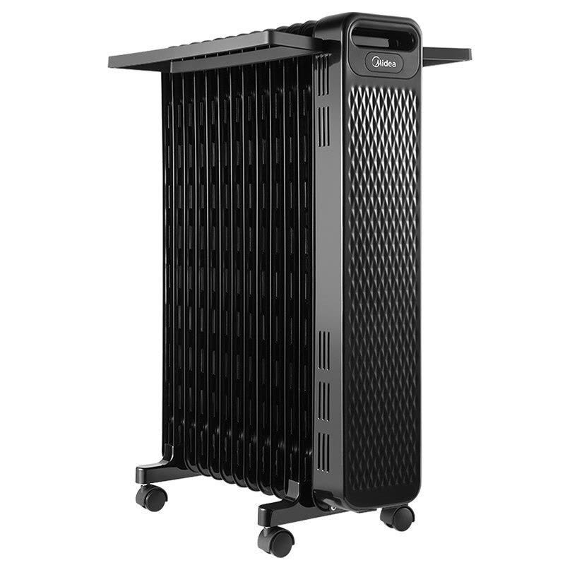 美的(Midea)油汀取暖器家用电暖器卧室电暖气片13片加宽全屋升温速热油酊油丁取暖电器曜石黑HYW22NA图片