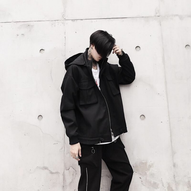 春秋男装新款夹克外套韩版学生潮棒球服日系休闲连帽时尚夹克衫