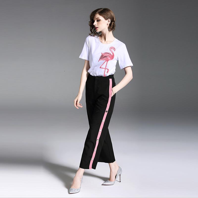 欧洲站洋气时髦阔腿裤大裤脚时尚两件套装明星同款夏装2018新款女