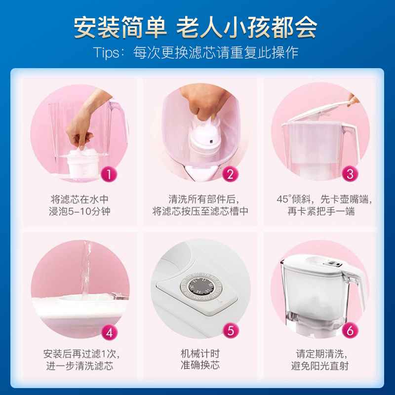 德国BWT净水壶净水器过滤水壶家用进口镁离子活力款滤芯1壶13芯