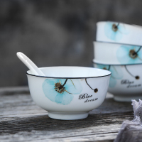 苏氏陶瓷( SUSHI CERAMICS)饭碗 梦之兰日韩欧式陶瓷米饭碗4.5英寸6只装釉下彩套装餐具