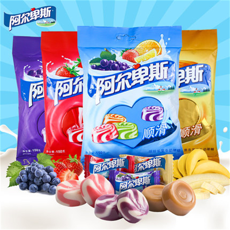 阿尔卑斯牛奶混合水果奶糖150g袋装缤纷果园味*1糖果结婚婚庆喜糖散装正品