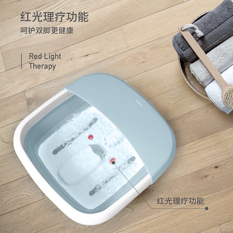 北欧欧慕(nathome)折叠足浴盆加热足浴器按摩洗脚盆家用恒温NZY608 浅蓝