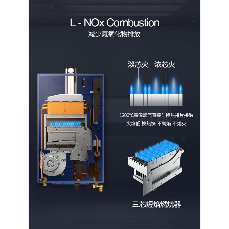 玫瑰金 天然气 美国西屋燃气热水器16升即热式变频恒温强鼓式防冻