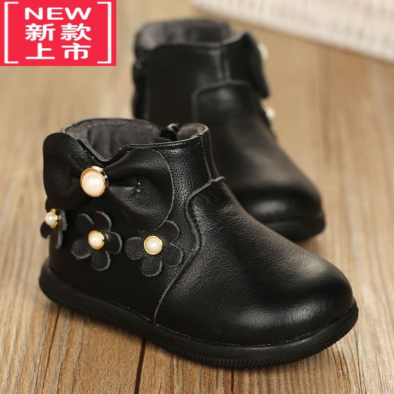 可莉允儿童靴子女宝宝鞋子1-3岁秋冬款女童冬鞋短靴公主加绒小皮鞋2图片