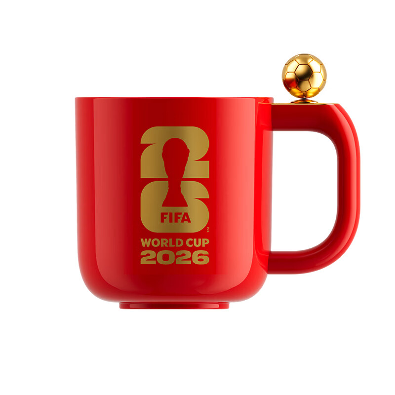 FIFA国际足联美加墨2026世界杯纪念品趣味足球马克杯400ml红色正品带防伪码