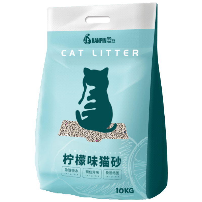 瀚品柠檬味猫砂10公斤膨润土结团猫砂吸水猫沙无尘20斤10kg