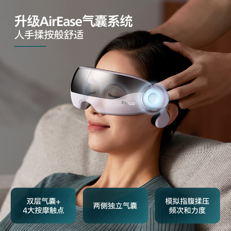 飞利浦(PHILIPS)眼部按摩仪护眼仪成人眼睛按摩仪护眼按摩仪眼部疲劳按摩仪按摩眼罩骨传导音乐7102E绝绝紫高清大图