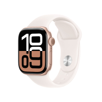 MWXQ3CH/B Apple Watch S10 蜂窝 42 毫米玫瑰金色铝金属表壳 淡桃粉色运动型表带-S/M