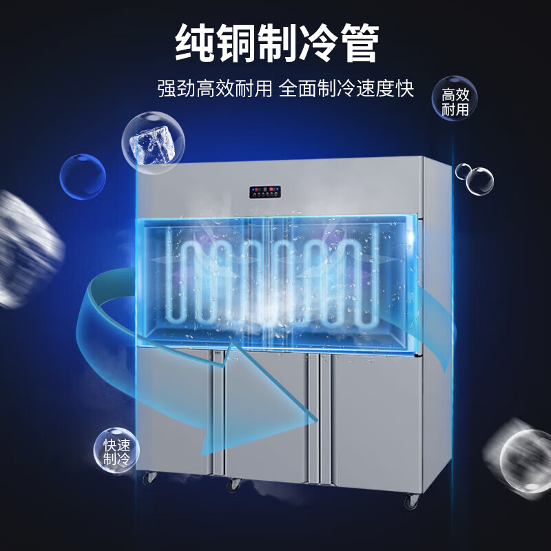 意黛斯六门冰箱商用冰柜大容量冰箱食堂厨房饭店立式不锈钢保鲜柜六开门直冷冷冻展示柜YDS-ZLLM-LD1420L高清大图