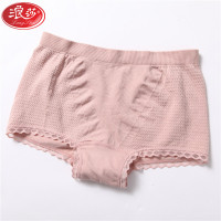 浪莎langsha女士内裤女中腰四季平角裤抑菌蜂巢短裤裤头1条 均码/建议腰围1.8-2.4尺（130斤以下） 1条/1745粉1