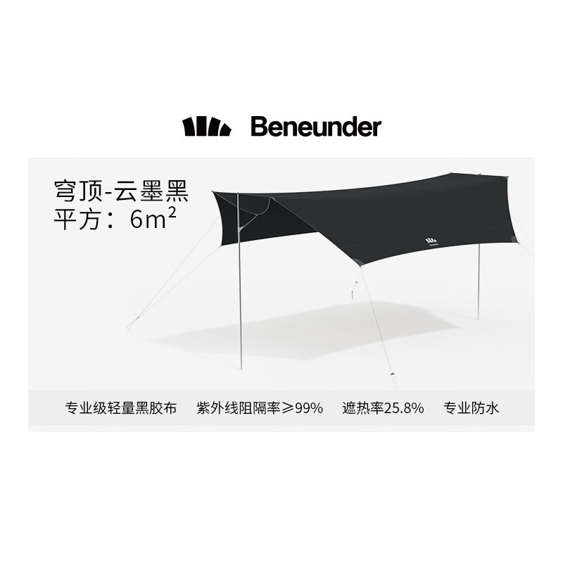 蕉下(BENEUNDER) 追野系列纭荫户外穹顶黑胶天幕-云墨黑