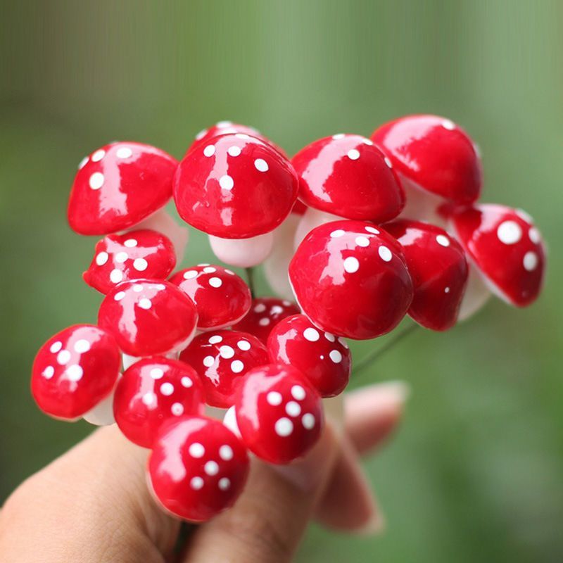 仿真植物迷你泡沫小蘑菇diy微景观多肉盆栽 盆景森林真菌装饰-【2.5cm】;1包高清大图