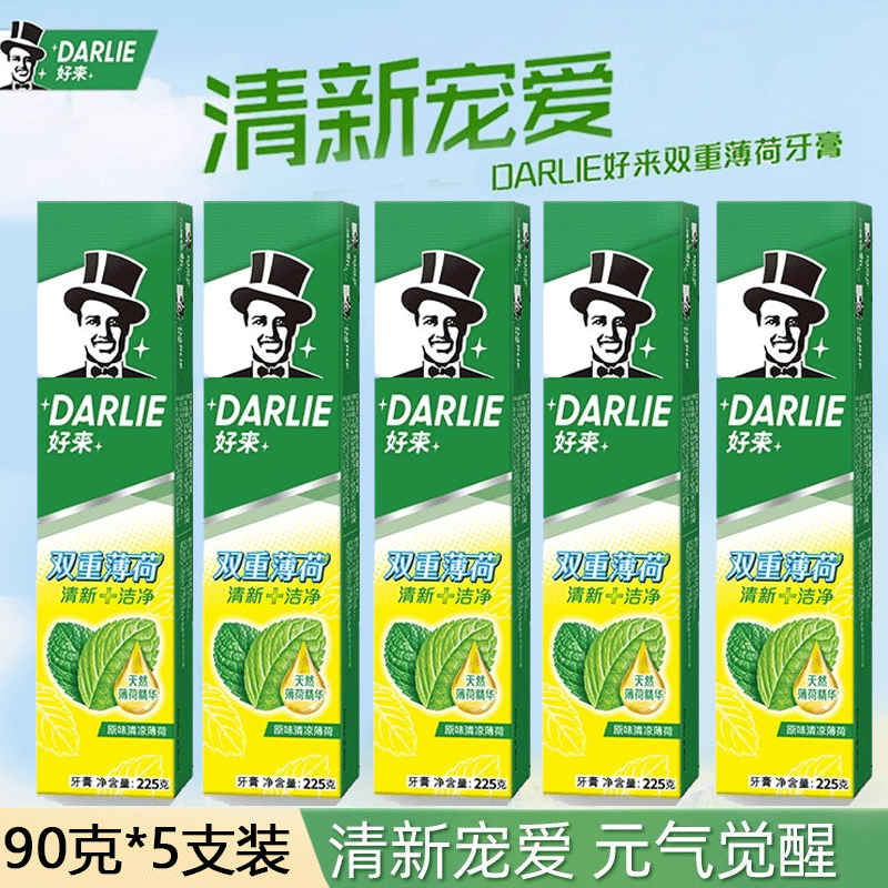 DARLIE好来(原黑人)双重薄荷牙膏家庭旅行装90g*5支 清新口气 防蛀固齿