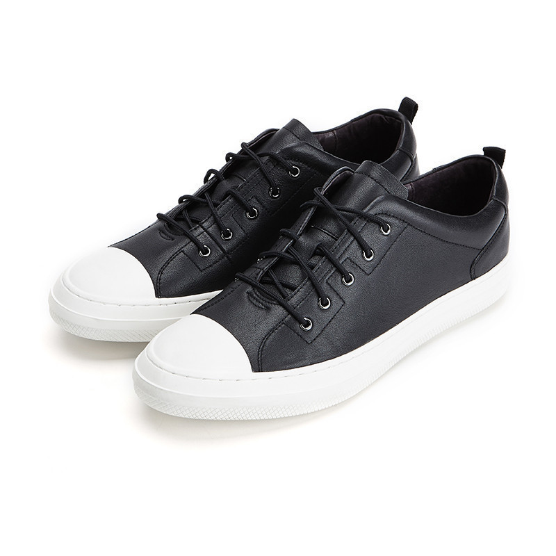 柒牌男鞋系带简约时尚休闲鞋真皮皮鞋运动青年鞋2018新品