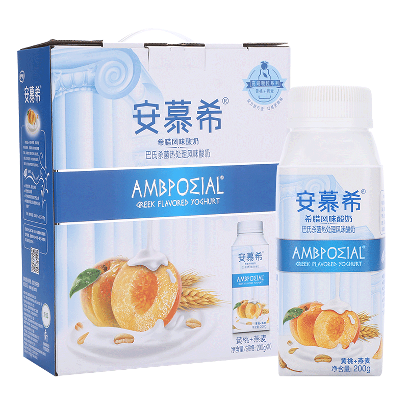 6月伊利安慕希风味酸奶黄桃燕麦200g10瓶酸牛奶整箱