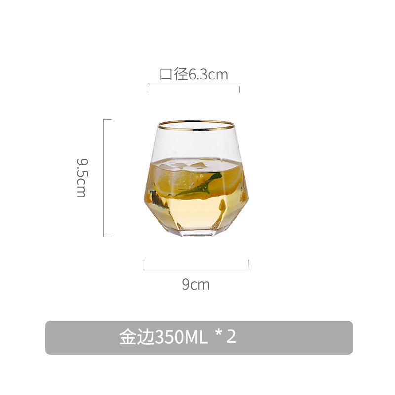 家柏饰(CORATED)喝水玻璃杯风高颜值家用水杯简约清新森系透明饮料茶杯子 金边*2个高清大图