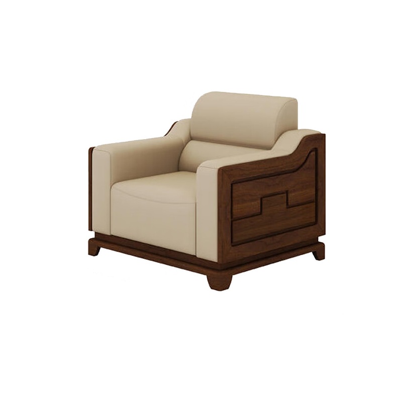 中泰(jongtay)新中式商务办公沙发贵宾接待沙发会客厅单人位商务洽谈皮沙发 J-S0WLEZ1-1高清大图