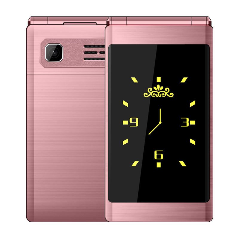 翻盖手机老人机移动电信非智能按键老年机翻盖机大声|玫瑰金[双屏版]