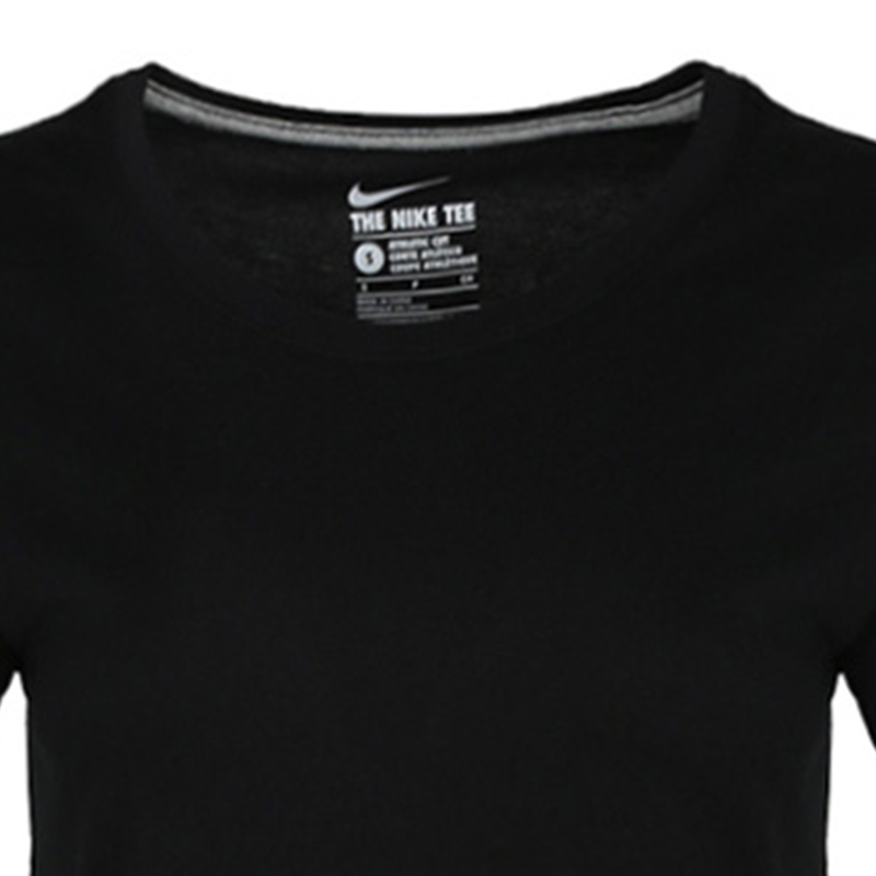 Nike 纯色Logo徽标圆领运动短袖T恤 女款 黑色 743041-010