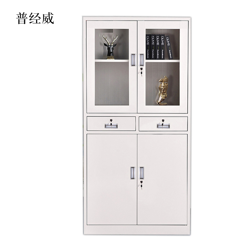 普经威钢制文件柜档案柜财务凭证柜带锁储物柜铁皮柜书柜中二斗文件柜
