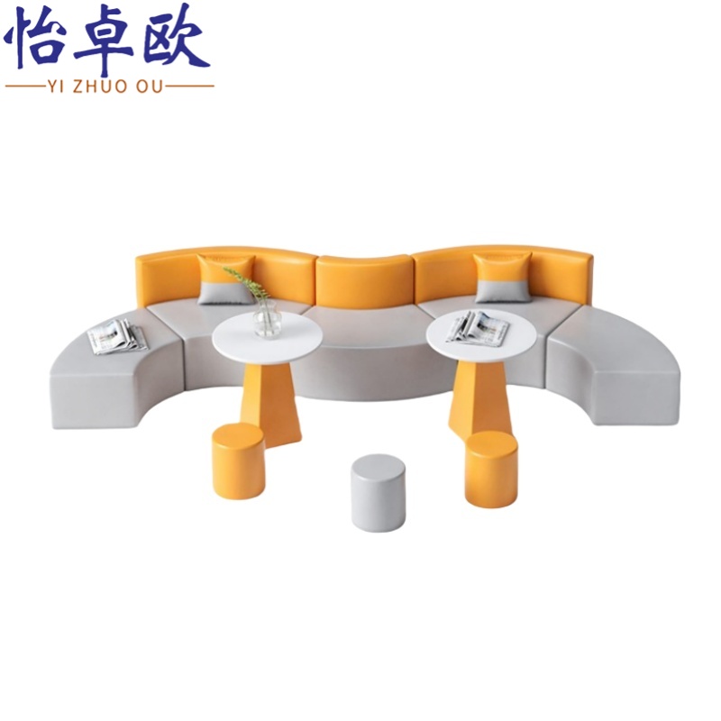 怡卓欧沙发五人位+茶几+3圆凳套高清大图