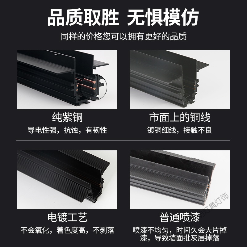 苏宁放心购 磁吸轨道灯商业店铺led无主灯照明嵌入式射灯无边框暗装明装线条高清大图