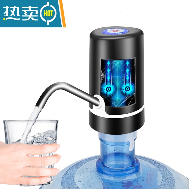 敬平桶装水抽水器家用电动水泵纯净水桶大桶矿泉水自动压水上水器 黑色双泵大流量高清大图