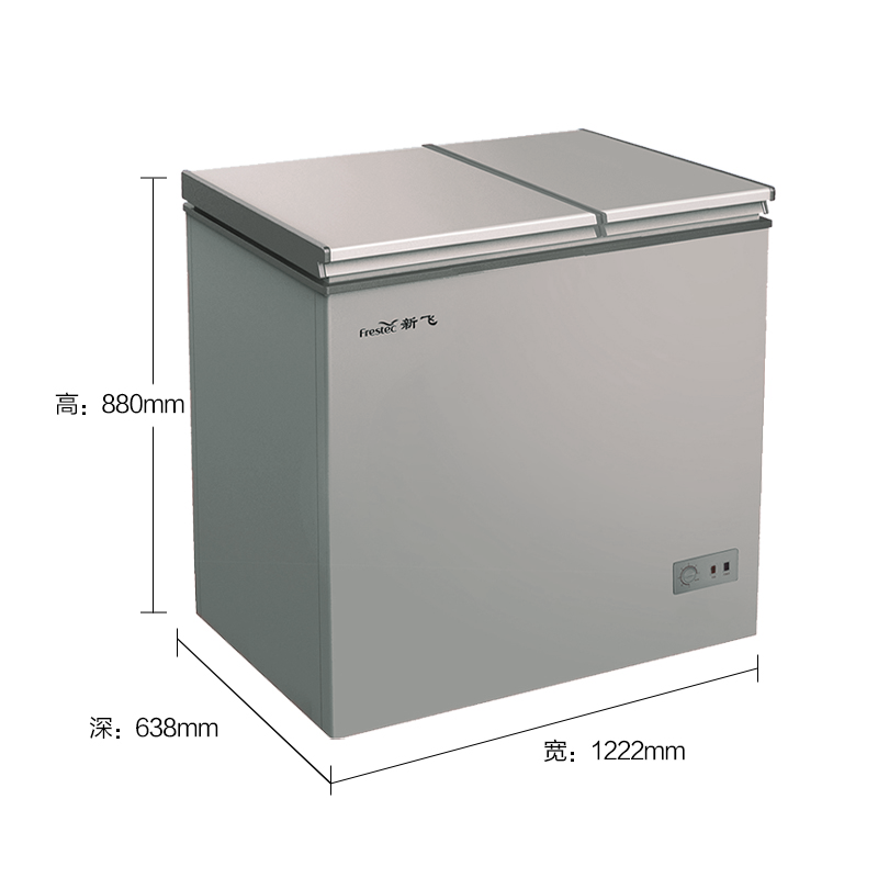 新飞frestec顶开式双温冷柜bcd300kpd家用商用冷藏冷冻柜一级能效300