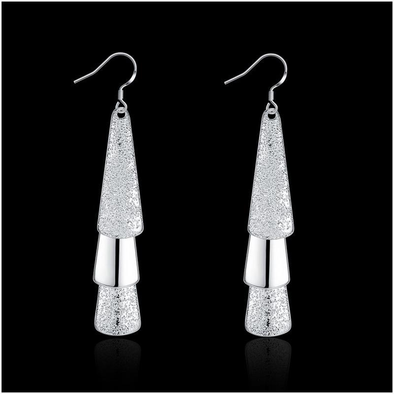 Women silver plated earring镀925纯银长款时尚大气耳环耳饰E015