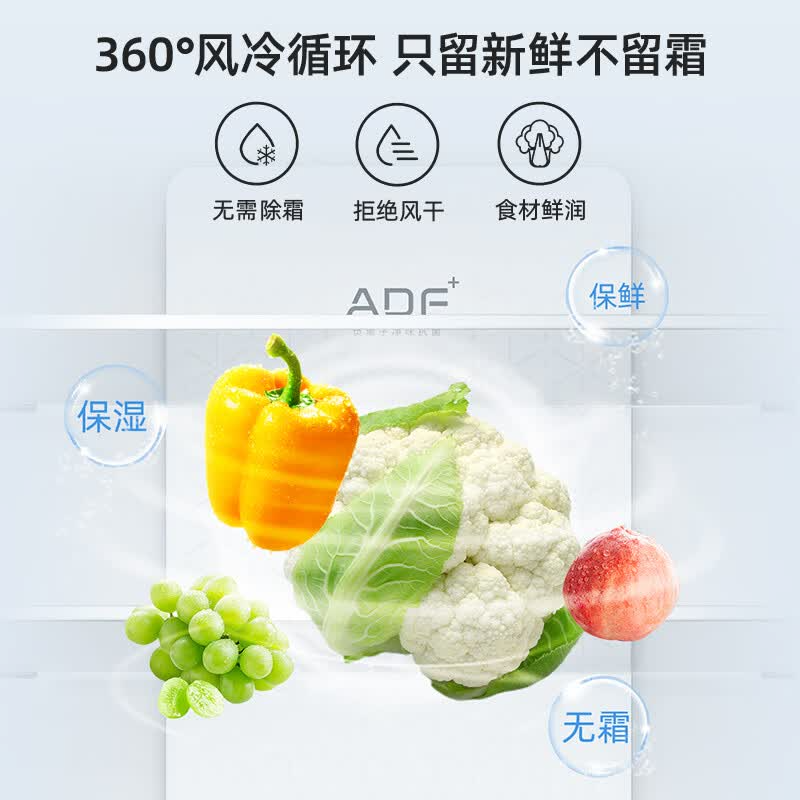 美菱冰箱228升三门三开门家用小型中门软冷冻 节能小型租房优选 风冷家用电冰箱 MRF-228WP3CXG1高清大图