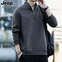 JEEP SPIRIT秋季新款男士半拉链卫衣百搭休闲刺绣上衣潮流时尚