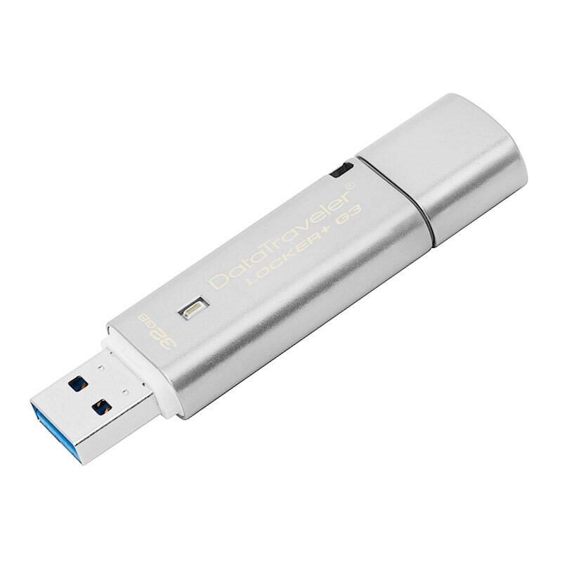 [免邮]金士顿(Kingston)DTLPG3 32GB USB3.0 硬件加密金属银色U盘 256位AES硬件加密