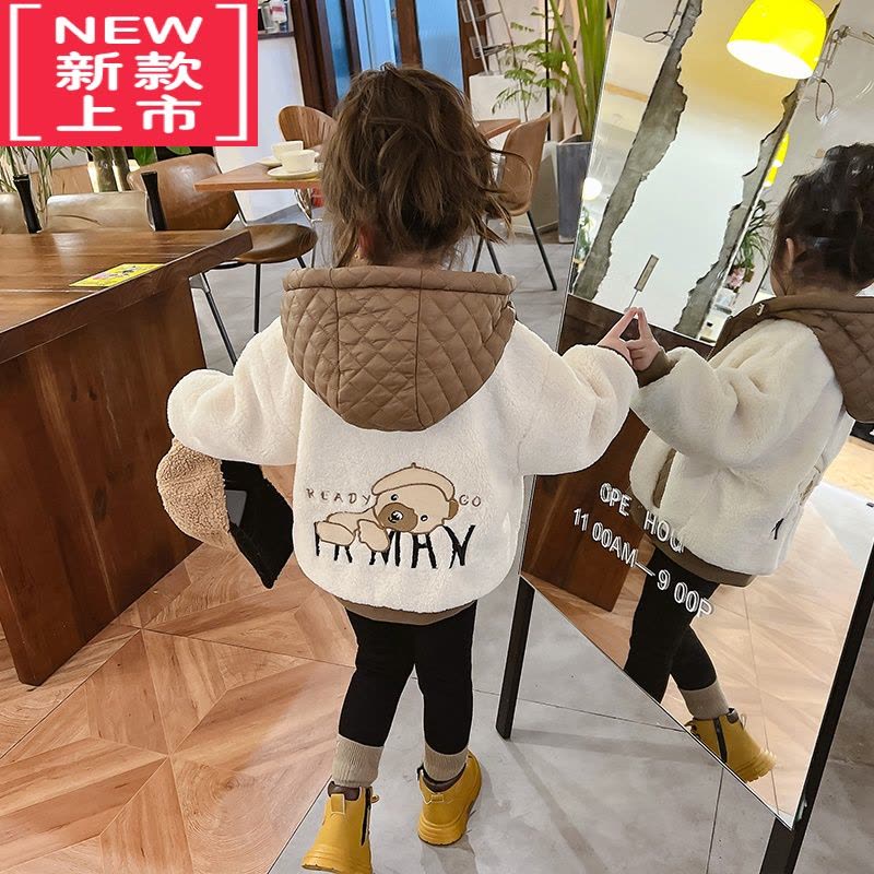 可莉允女童外套2022新款冬季羊羔毛女宝宝棉服加厚棉袄洋气儿童冬装棉衣图片