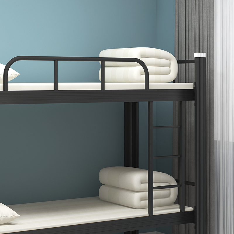 臻远 XCC-05 钢制型材床双层床员工宿舍上下铺学生公寓床双人床铁艺高低床 双层床1000宽黑高清大图