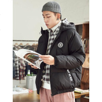 [2件2.5折]唐狮冬季羽绒服男短款连帽外套青年港风上衣