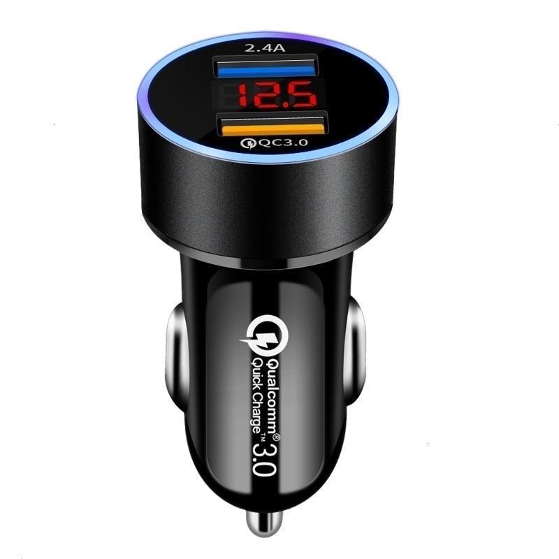 车载充电器24v 大货车车充智能手机快充12V24V大车小车通用挖掘机 快充版黑色+3合1充电数据线